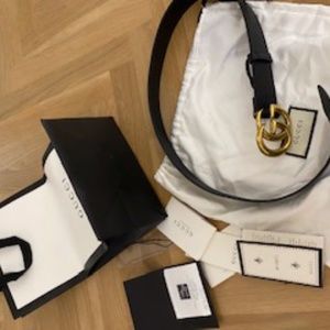 Black Gucci GG Marmont Leather Belt